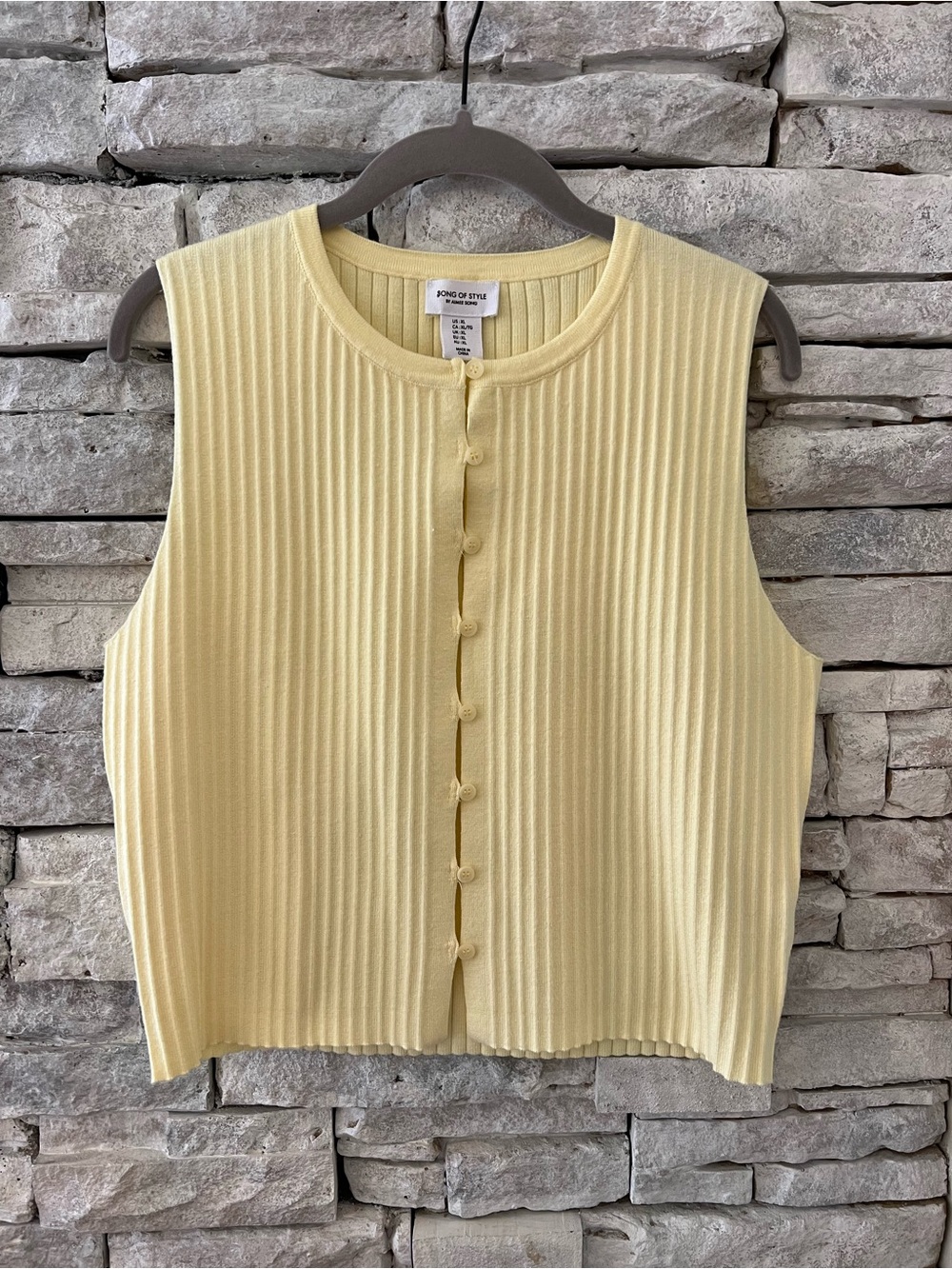 Song of Style by Aimee Song Butter Yellow Ribbed Button-Front Knit